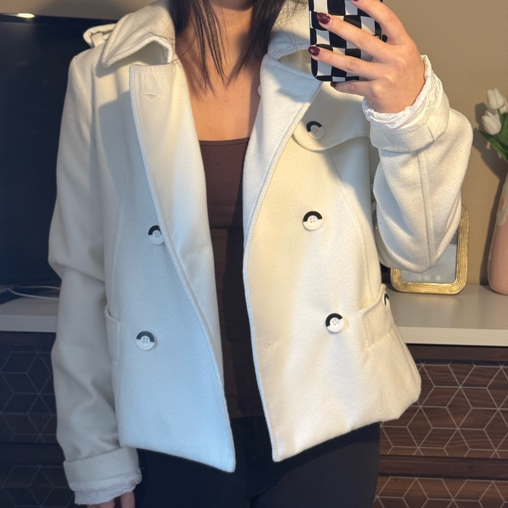 White pea coat #wintercoat